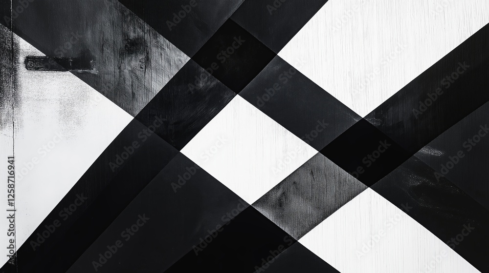 Poster A minimalist abstract with intersecting black and white lines forming elegant geometric patterns