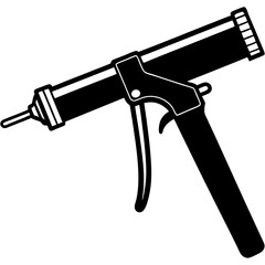 Caulking gun with a nozzle silhouette vector illustration 