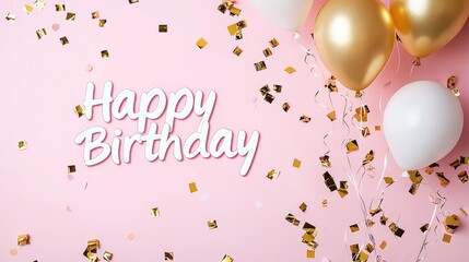 Happy Birthday Greeting Card with Colorful Balloons and Festive Design
