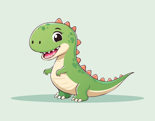 Naklejka premium A Cute cartoon dinosaur animal on flat color background.