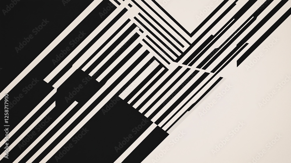 Poster A minimalist abstract with intersecting black and white lines forming elegant geometric patterns