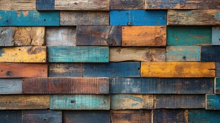 Colorful reclaimed wood wall texture background