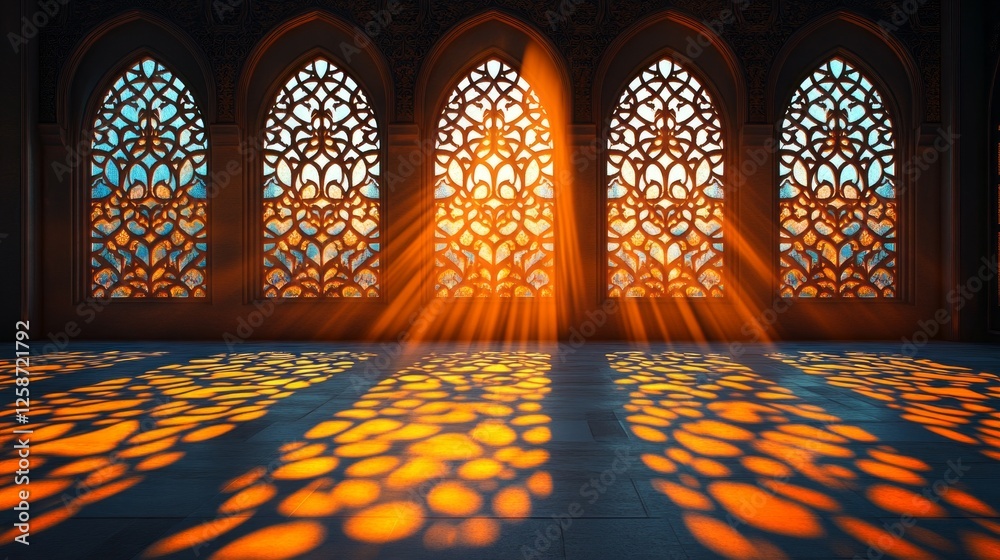 Poster intricate shadows form an enchanting tapestry on the floor as sunlight filters through beautifully c