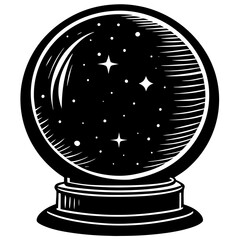 Crystal ball silhouette vector illustration 