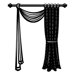 Curtain rod featuring softly recessed brackets silhouette vector illustration 