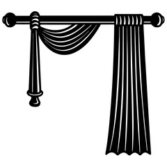 Curtain rod featuring softly recessed brackets silhouette vector illustration 