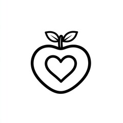 Fototapeta premium Heart-shaped Apple Icon, Simple Vector Graphic, Digital Illustration