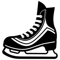 Ice hockey skate with a blade silhouette vector illustration 