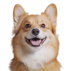 Obraz premium Corgi dog with happy expression, white isolate background
