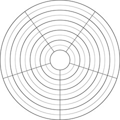 Vector circle diagram of lifestyle balance with five segments. Round line diagram for daily planner, journal, notebook 