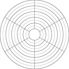 Vector life balance circle in six parts. Printable line template for daily planner, journal, notebook 