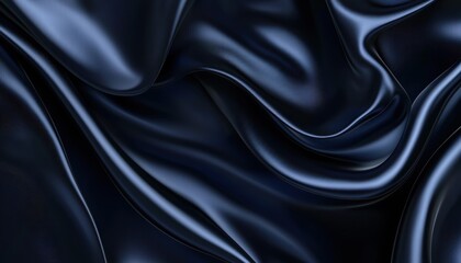 Obraz premium A smooth and silky dark blue theater curtain, casting delicate shadows and highlights, creating a sophisticated and moody aesthetic