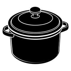  Pressure cooker with a sealing ring  silhouette vector illustration 