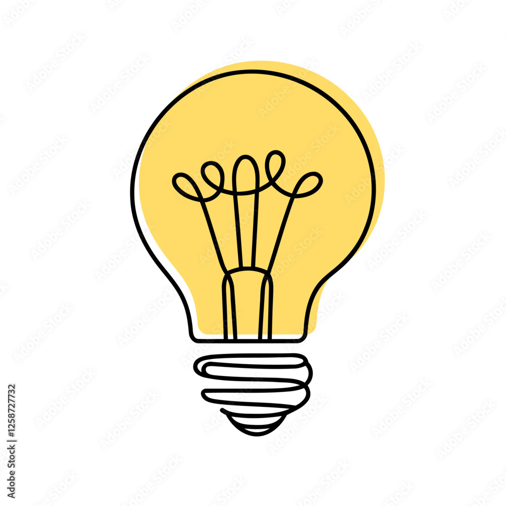 Wall mural light bulb continuous one line drawing. lightbulb in simple linear style. idea, brainstorm concept. 