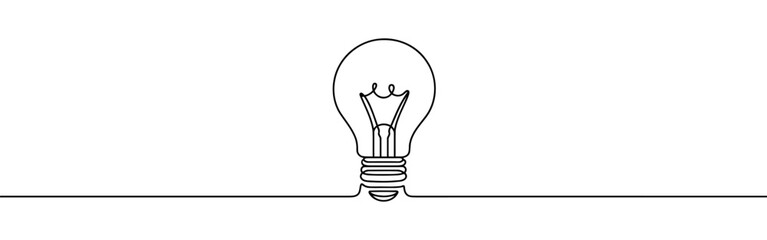 Light bulb continuous one line drawing. Lightbulb in simple linear style. Idea, brainstorm concept. Vector illustration.