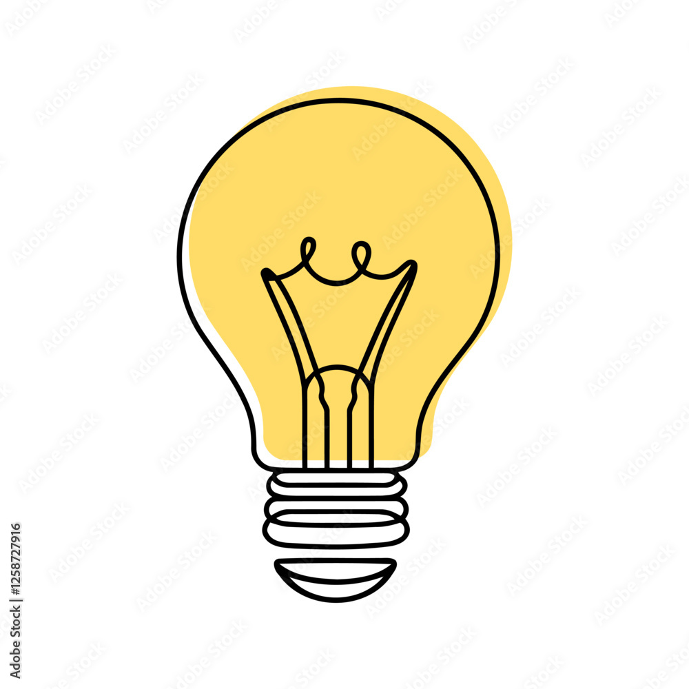 Wall mural light bulb continuous one line drawing. lightbulb in simple linear style. idea, brainstorm concept. 