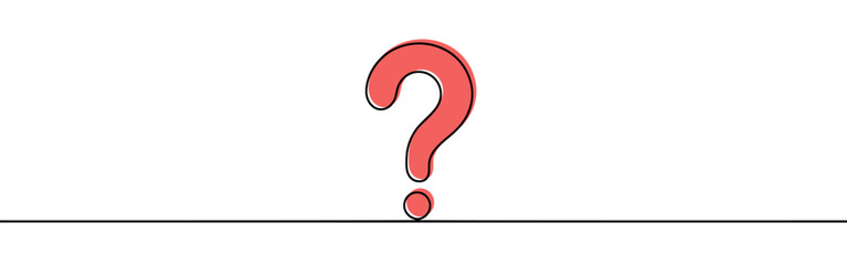 Question mark continuous one line drawing. Asking sign in simple linear style. Quest, quiz concept. Vector illustration.