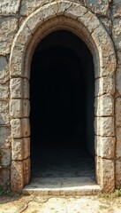 Fototapeta premium Entrance to stone tomb with historical significance and dark ambiance, biblical story concept