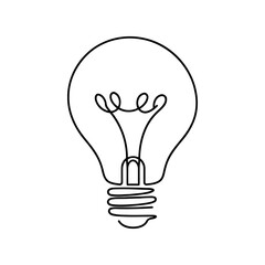Light bulb continuous one line drawing. Lightbulb in simple linear style. Idea, brainstorm concept. Vector illustration.