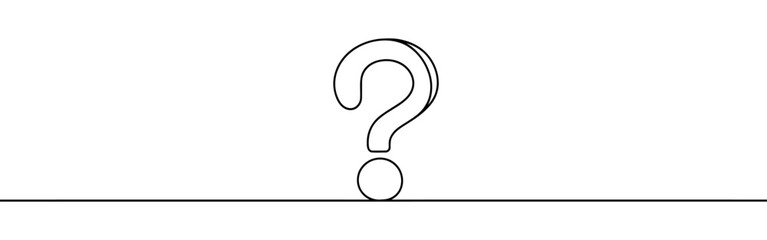 Question mark continuous one line drawing. Asking sign in simple linear style. Quest, quiz concept. Vector illustration.