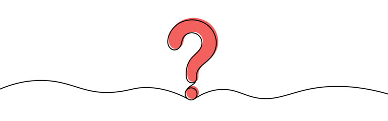 Question mark continuous one line drawing. Asking sign in simple linear style. Quest, quiz concept. Vector illustration.