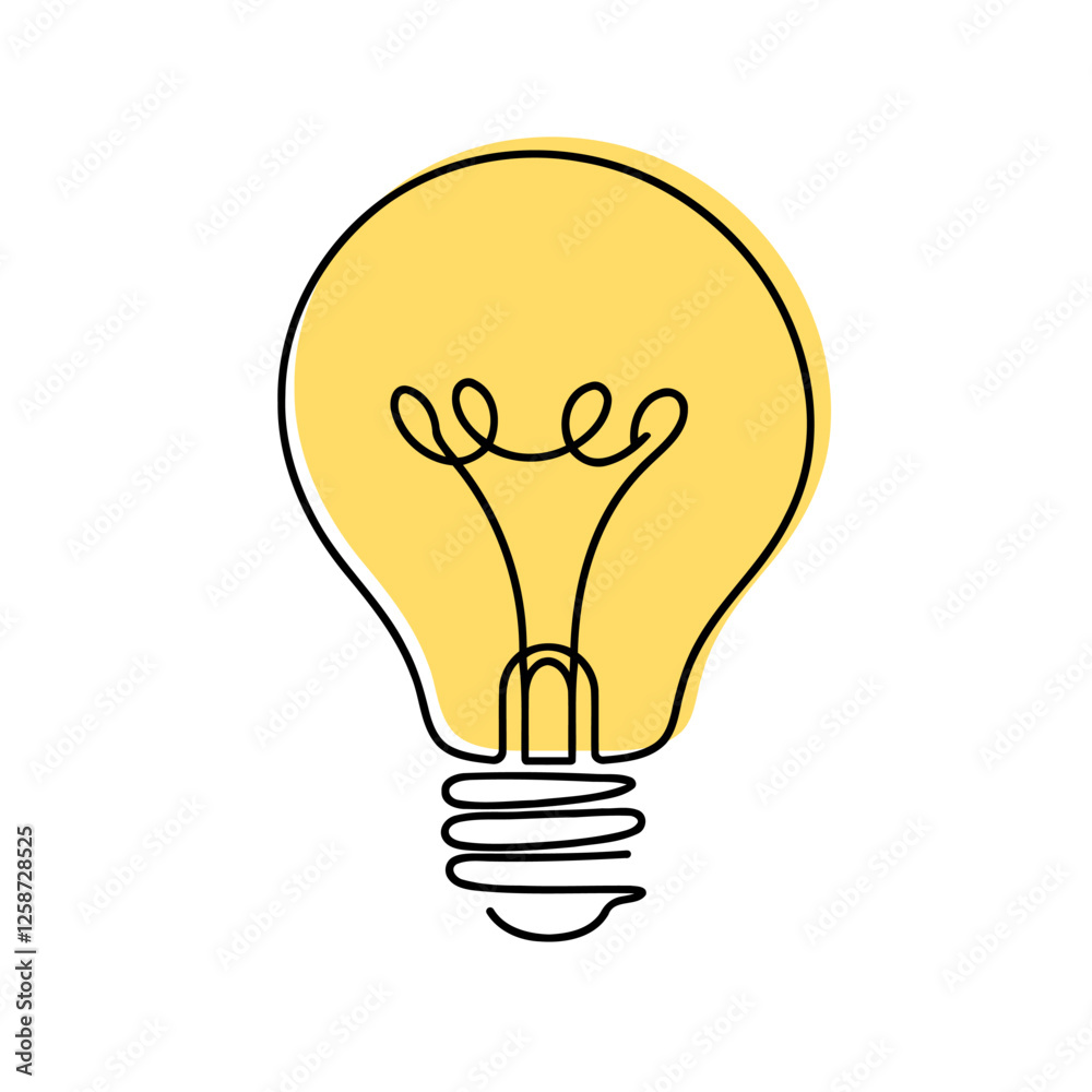 Wall mural light bulb continuous one line drawing. lightbulb in simple linear style. idea, brainstorm concept. 