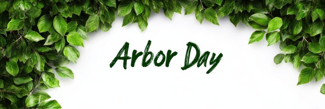 eco-friendly tree campaigns, create a web banner with lively green leaves forming a canopy and bold arbor day tree-planting event text