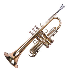 Brass trumpet isolated on a transparent PNG cutout background