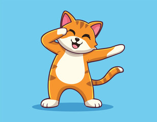 A beautiful cartoon cat with a big smile, or simple animal vector design.