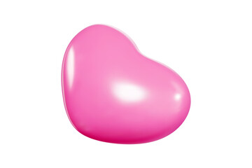 Pink floating heart balloon in 3d vector style with bright highlights and soft gradient effects. Flying romantic element with smooth surface for Valentine designs and festive decor.