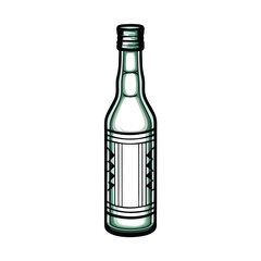 Create a minimalist vector icon of a soju bottle, emphasizing its shape and label.  Include subtle details for easy recognition.