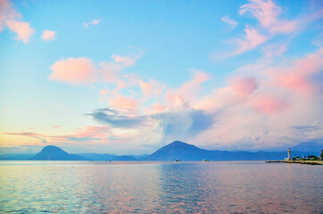 sunset over the sea in Patras
