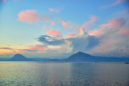 sunset over the sea in Patras