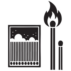 Light Up Your World Silhouette Matchbox with Burning Match Illustration Design