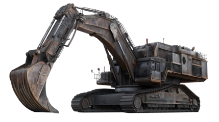 heavy-duty excavator machine isolated png transparent background