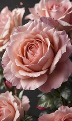 Delicate rose petals unfolding, revealing intricate details and soft textures , closeup, blooms