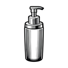 Obraz premium Create a stylish vector illustration of a liquid soap dispenser, prominently featuring the letter 'P' incorporated into the design. The style should be modern and minimalist.