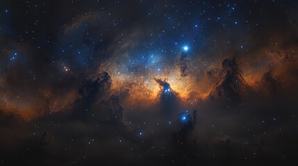 Obraz premium Cosmic Nebula Celestial clouds, stars, space exploration, background, astronomy