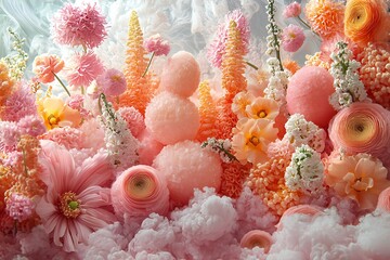 Pastel Pink Floral Arrangement with Smoke Ranunculus and Dahlias