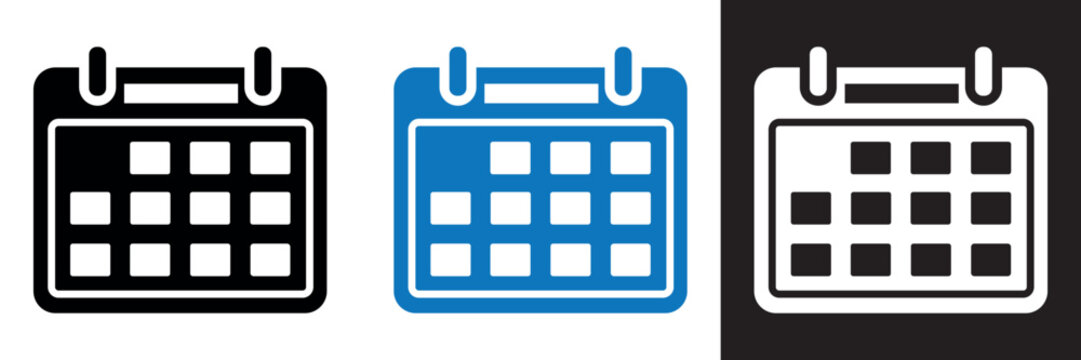 Calendar icon set. Calender symbol vector icons collection