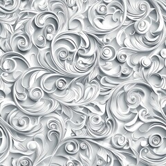 Seamless Vintage Baroque Floral Pattern with 3D Ornamental Design