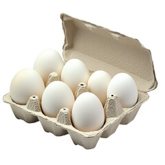 Egg carton with eight white eggs