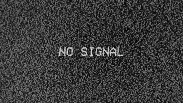 No signal on screen with noise. White noise of TV signal failure