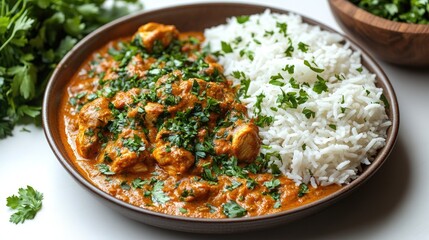 Creamy Chicken Curry Rice Dish, Food Photography, Studio