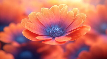Fototapeta premium Vibrant orange flower garden sunset