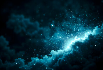 Obraz premium Celestial Glow Abstract Teal and Dark Blue Nebula