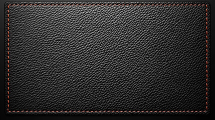 Close-up of textured black leather with fine grain and decorative brown stitching in luxury upholstery or high-end fashion material for elegant backgrounds and product designs