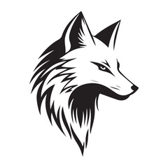 Elegant Fox Head Silhouette – Black and White Vector