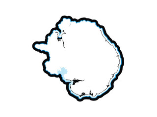 Create a high-resolution vector map of Antarctica showcasing highly detailed coastline, accurate landforms, and precise geographical features.  Include major ice shelves.