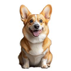 Happy corgi dog, white isolate background
